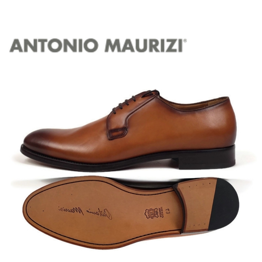 Antonio Maurizi Burnished Plain Toe Derby Shoe 9